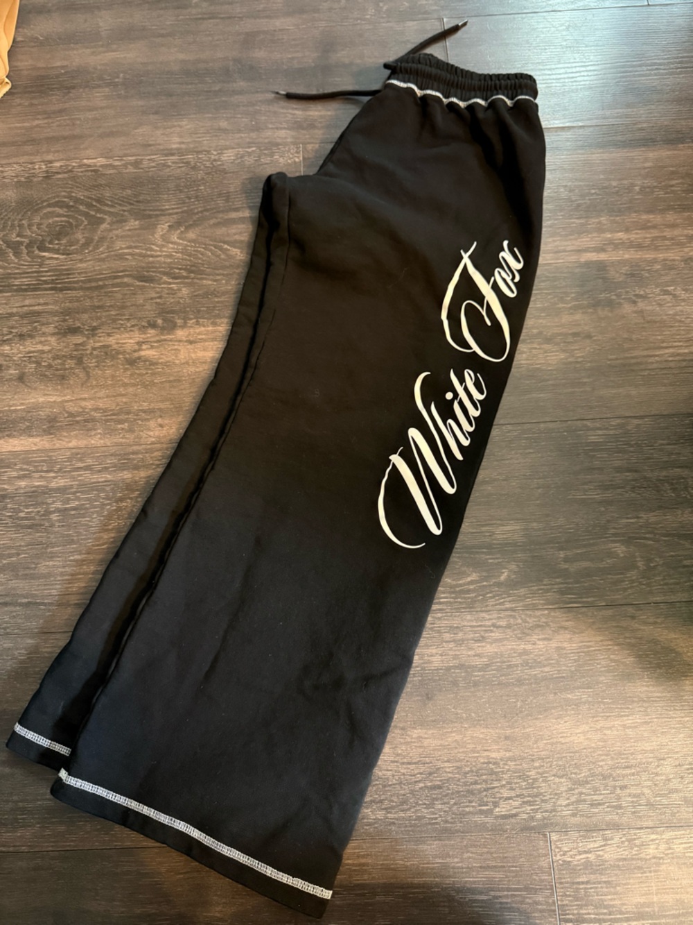 White Fox Boutique Black Sweatpants with White Script